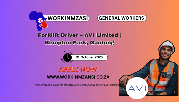 Gauteng Forklift Driver AVI Limited | Kempton Park,