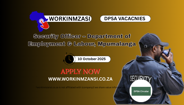 Security Officer – Department of Employment & Labour, Mpumalanga