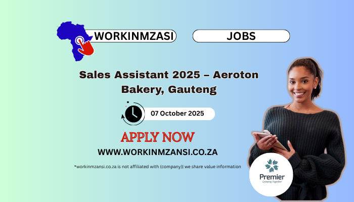 Sales Assistant 2025 – Aeroton Bakery, Gauteng